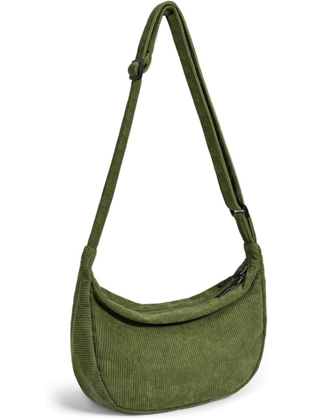 Women's Green Lightweight Casual Crossbody Bag 2 Zippers with Adjustable Strap
